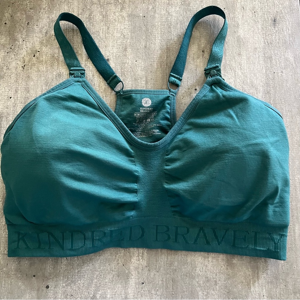Kindred Bravely- Sublime Hands Free Pumping & Nursing Sports Bra- Teal, M Busty